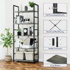 NUMENN 5 Tier Bookshelf, Tall Bookcase Shelf Storage Organizer, Modern Book Shelf for Bedroom, Living Room and Home Office, Dark Grey