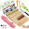 Sushi Making Kit For Beginners - 22 Piece DIY Sushi Roller Kit with Bamboo Sushi Rolling Mat, Sushi Bazooka, Chef's Knife, Chopsticks, Holder - Best Starter Sushi Kit (Pink)