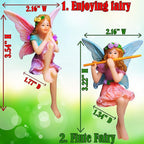 Mood Lab Fairy Garden - Miniature Fairies Figurines - Sitting Girls Set of 2 pcs - for Outdoor or House Decor Statue Kit