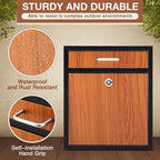 Yaocom Locking Mailbox with Key for Outdoor 12 x 10.5 x 4.7 Inches Large Wall Mount Mail Box with Lock Security Mail Drop Metal Collection Boxes Hanging Secure Postbox(Wooden)