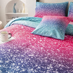 RYNGHIPY 6Pcs Gradient Glitter Comforter Sets for Teen Girls Full Size, Colorful Rainbow All-Season Coverlet Set, Ultra Soft Bedding Collections