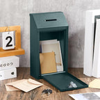 Yaocom Metal Money Box,Dark Green,10.24 x 5.71 x 2.95 Inch,No Lid | Wall Mounted Drop Donation Cash Box for Farm Stand Collection Safe Suggestion Box with Lock Container for Home Office Outdoor
