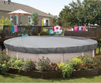 ECOOPTS 14 ft Round Pool Cover for Above Ground Pools, Swimming Pool Cover Protector Winter Safety Cover (Light Grey)