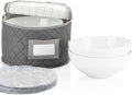 Stack Store Plus More China Storage Quilted Case for Dessert Plate, Bowls, Small Plate or Saucer - 8" W x 6" H - Gray - Includes 12 Felt Separators