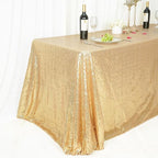 SquarePie Sequin Tablecloth 50 x 72 Inch Light Gold Glitter Table Cloth for Wedding Party Decoration