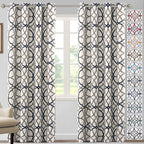 H.VERSAILTEX Blackout Curtains Printed Design 84 Inch Length 2 Panels Set Thermal Insulated Curtains for Bedroom Living Room Geometric Modern Grommet Window Drapes - Grey and Navy