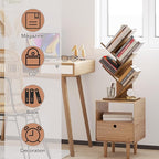 SUNMORY 4 Tier Tree Bookshelf, Small Bookcase, Modern Narrow Bookshelves Organizer, Floor Standing Book Shelf for Bedroom/Living Room/Home Office/Corner, Brown