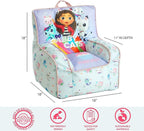 Idea Nuova Gabby's Dollhouse Kids Fabric Bean Bag Chair with Piping & Top Carry Handle, Large