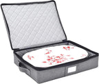 storageLAB Hard Shell Platter Storage Container | Felt Dividers | Gray | Hard shell platter case holds 4 large serving platters with felt dividers. Dual zippers, stackable, dust-free.
