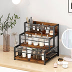 LOTEYIKE 3 Tier Coffee Syrup Rack Organizer, 12 Water Bottles Holder Stand Liquor Cabinet Storage, Wine Rack Countertop Storage Rack Coffee Bar Cabinet for Kitchen