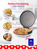 Betty Crocker Pizza Maker Plus, 12" Indoor Electric Grill, Nonstick Griddle Pan for Pizzas, Quesadillas, Tortillas, Nachos and more, 12" Electric Griddle for Delicious Meals and Snacks, White