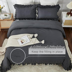 Andency Dark Gray Twin Size Comforter, 2 Pieces Kids All Season Ruffle Bed Comforter Set, Boho Lightweight Solid Farmhouse Shabby Chic Bedding Comforters & Sets (66x90Inch Comforter)