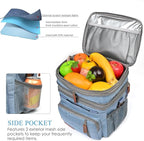 MIYCOO Lunch Bag for Men & Women, Expandable Double Deck Lunch Box, 15L | Leakproof & Waterproof, Portable, Large Soft Insulated Cooler bag for Adult, Work, Camping, Beach, Picnic, Travel