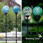VCUTEKA Solar Lights Outdoor Decorative, Mosaic Solar Garden Light Waterpoof LED Pathway Stake Light for Landscape Lawn Patio Yard Decoration, 2 Pack