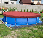ECOOPTS 8 ft Round Pool Cover for Above Ground Pools, Swimming Pool Cover Protector Winter Safety Cover (Red)