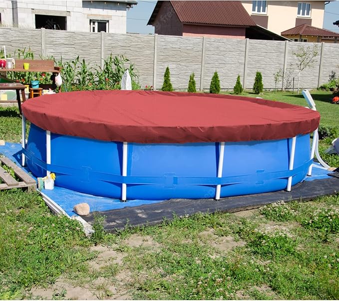 ECOOPTS 7 ft Round Pool Cover for Above Ground Pools, Swimming Pool Cover Protector Winter Safety Cover (Red)