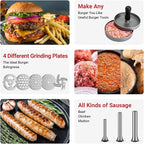HOZODO Meat Grinder Attachment for KitchenAid Stand Mixer, Burger Press | Metal Food Grinder Attachment, Sausage Stuffer, Kitchen Aid Accessories and Attachments