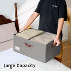 GRANNY SAYS Large Storage Bins With Lids, Decorative Boxes, Fabric Containers With Double-Open Lid and Divider, Collapsible Clothes Organizers, 63L Linen for Closet, Dark Gray