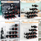 BoxedHome Plastic Water Bottle Organizer and Wine Rack Storage Holder for Inside Cabinet, Kitchen Countertop, Table Top, Pantry, Bars, Cabinets, Fridge - Clear (4 Tier 16 Containers)