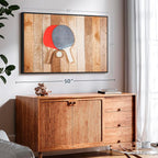 ElephantStock Ping Pong Wall Art - Horizontal Framed Canvas - 1-Piece Living Room Wall Decor - Photography Canvas Print - Brown and Red Decor for Wall - 43" X 29"