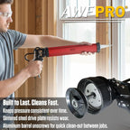 AWF PRO Sausage Caulking Gun 20 oz, 25:1 Thrust Ratio, Pack of 12 | 20 oz Foil Pack and 10 oz Cartridge Convertible, Aluminum Barrel, Includes 3 Tips
