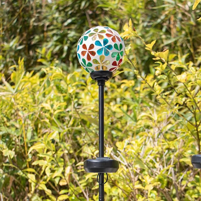 VCUTEKA Solar Garden Lights - Mosaic Solar Lights Outdoor Decor Pathway Light Waterpoof LED Stake Light for Landscape Lawn Patio Yard Decoration (Multicolor) 1 Pack