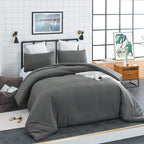 Deep Grey Comforter Set King Dark Gray Beddig Set Women Solid Gray Color Bedding Set 3 Pieces with 2 Pollowcases Lightweight Durable Gray Blanket Sets Breathable Gray Bed Comforter Set King