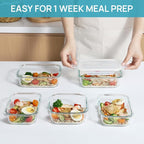 Vtopmart 8 Pack Glass Food Storage Containers with Airtight Lids | Meal Prep Lunch Containers, Leakproof, Leftover Storage, Take-out, Microwave, Oven, Freezer and Dishwasher Safe, BPA Free