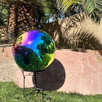 Lily's Home Gazing Globe Mirror Ball in Rainbow Stainless Steel - 10 Inch