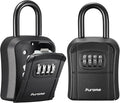 Puroma Key Lock Box Outdoor 4 Digit Code Combination Lockbox House, 2 Black | For Contractors Guest Realtor Storage Keys, Portable, Home Wall Mount, Resettable, Combination, Weatherproof, High-capacity