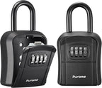 Puroma Key Lock Box Outdoor 4 Digit Code Combination Lockbox House, 2 Black | For Contractors Guest Realtor Storage Keys, Portable, Home Wall Mount, Resettable, Combination, Weatherproof, High-capacity