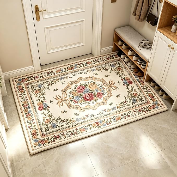 Royal Collection New Traditional Oriental Rug Home Decor Collection Floral Rugs Indoor Doormats for Living Room Bedroom Kitchen Bathroom, 2' x 3', Euro Romance