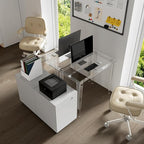 HMYHUM Small Acrylic Computer Desk, 35.4 Inch, Clear Study Desk for Home Office, Writing, Vanity, Modern, Easy Assembly, 19.7" W x 29.5" H, Right-Angle Legs Design