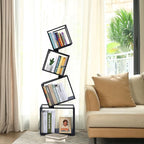 Bookshelf, 4-Tier Bookcase Black, 49'' Tall Black Bookshelf, Industrial Bookshelf, Modern Book Shelf, Storage Shelves for CDs/Books/Home Decor, Display Shelf for Living Room, Office