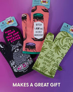 Blue Q Please, One Storm at a Time Funny Oven Mitts - Cute Oven Mitts, Home Kitchen Gifts, Cooking Accessories, Super-Insulated Quilting, Comfy Natural-Fitting Shape, 100% Cotton, Size 12.5"L x 7.5"W