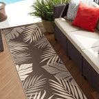 GENIMO Outdoor Rug 2.5' x 8' Waterproof for Patios Clearance, Reversible Outdoor Plastic Straw Camping Rug Carpet, Large Area Rugs Mats for RV, Camper, Deck, Balcony, Porch, Beach, Coffee&Beige