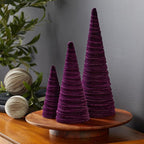 Your Heart's Content Velvet Trees Set of 3 Plum, Elegant Minimalist Mantel, Winter Wedding Centerpiece, Valentine Tree Tablescape, Purple Accent, Handcrafted Gift for (Plum)