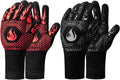 BBQ Grill Gloves, 1472°F Extreme Heat Resistant Grilling Gloves Non-Slip Oven Mitts Potholder, Perfect for Barbecue, Cooking, Baking, Fireplace, Smoker - 2 Pair (Red and Black)