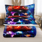 NINENINE Space Bedding Sets Queen Size for Girls Purple Galaxy Comforter Outer Space Earth Planets Stars Theme Solar Galaxy Bedding System Bed Set with 1 Space Comforter 2 Pillowcases