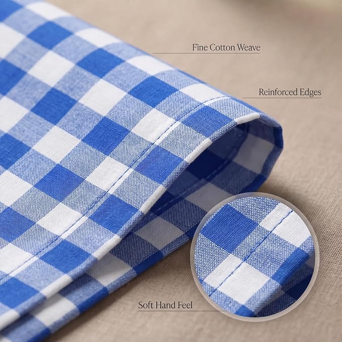 Urban Villa Cloth Napkins Cotton 20x20 (Set of 12) Blue Cheks