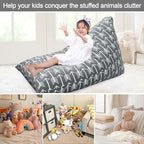 Jorbest Stuffed Animal Storage Bean Bag Chair for Kids and Adults, Bean Bag Stuffed Animal Storage, Stuffed Animal Bean Bag Velvet Stuffie Seat - Cover ONLY (Grey with White Arrows 200L/52 Gal)