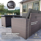 Kullavik 7 PCS Outdoor Patio Furniture Set with 43" 55000BTU Gas Propane Fire Pit Table PE Wicker Rattan Sectional Sofa Patio Conversation Sets for Outdoor,Grey