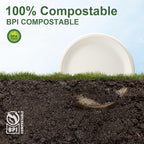 WELLIFE 100% Compostable Paper Plates 9 Inch, 125-Pack Heavy Duty Paper Plates Bulk,Biodegradable Bagasse,Eco-Friendly Disposable Dinner Plate for BBQ,Picnic,Party (BPI Certified,Microwaveable)