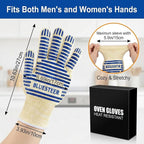 Oven Gloves, Heat Resistant 540 Degrees Grilling Gloves, Hot Surface Handler Non-Slip Silicone Oven Mitts with Fingers, BBQ Gloves for Cooking/Kitchen/Baking, Pack of 2