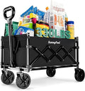 SUNNYFEEL 330lbs Wagons Carts Foldable,Heavy Duty Collapsible Folding Wagon Carts with Wheels,Lightweight Fold Up Wagon Cart for Outdoor Camping Shopping Sports Beach Garden Grocery