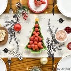Artoid Mode Red Pine Trees Merry Christmas Table Runner, Winter Xmas Holiday Kitchen Dining Table Decoration for Home Party Decor 13x48 Inch