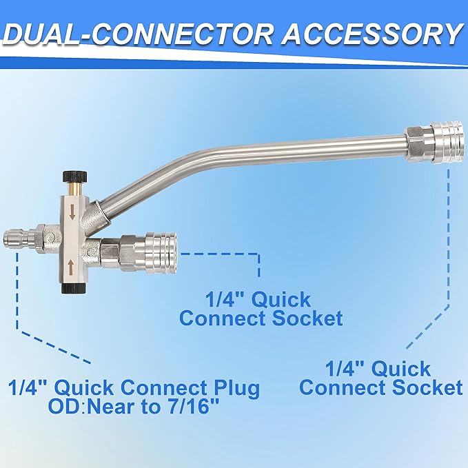 Tool Daily Foam Cannon with Dual Connector Accessory, 1/4 Inch Quick Connector, 5 Pressure Washer Nozzle Tips, 1 Liter