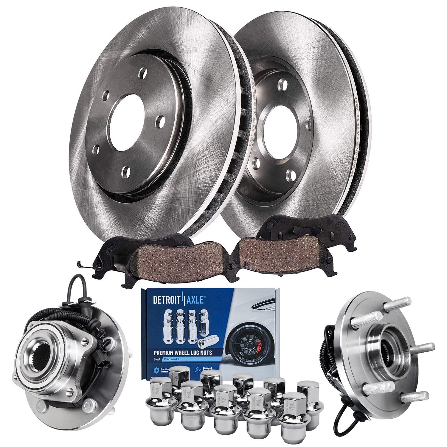 Detroit Axle - Front Brake Kit for Routan Chrysler Town & Country Dodge Grand Caravan Ram C/V, Disc Brake Rotors Ceramic Brakes