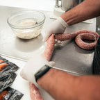 Bearded Butchers Classic Bratwurst Sausage Kit, Hog Casing & Seasoning | Makes 25 lbs of brats - Includes hog casing 32-35mm (65 ft), 9 oz seasoning, gluten free, no MSG or sugar, no cure needed