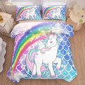 Tailor Shop Unicorn Comforter Sets King Size,Blue Unicorn Bedding Sets for Girls Kids Teens with 2 Pillowcase……